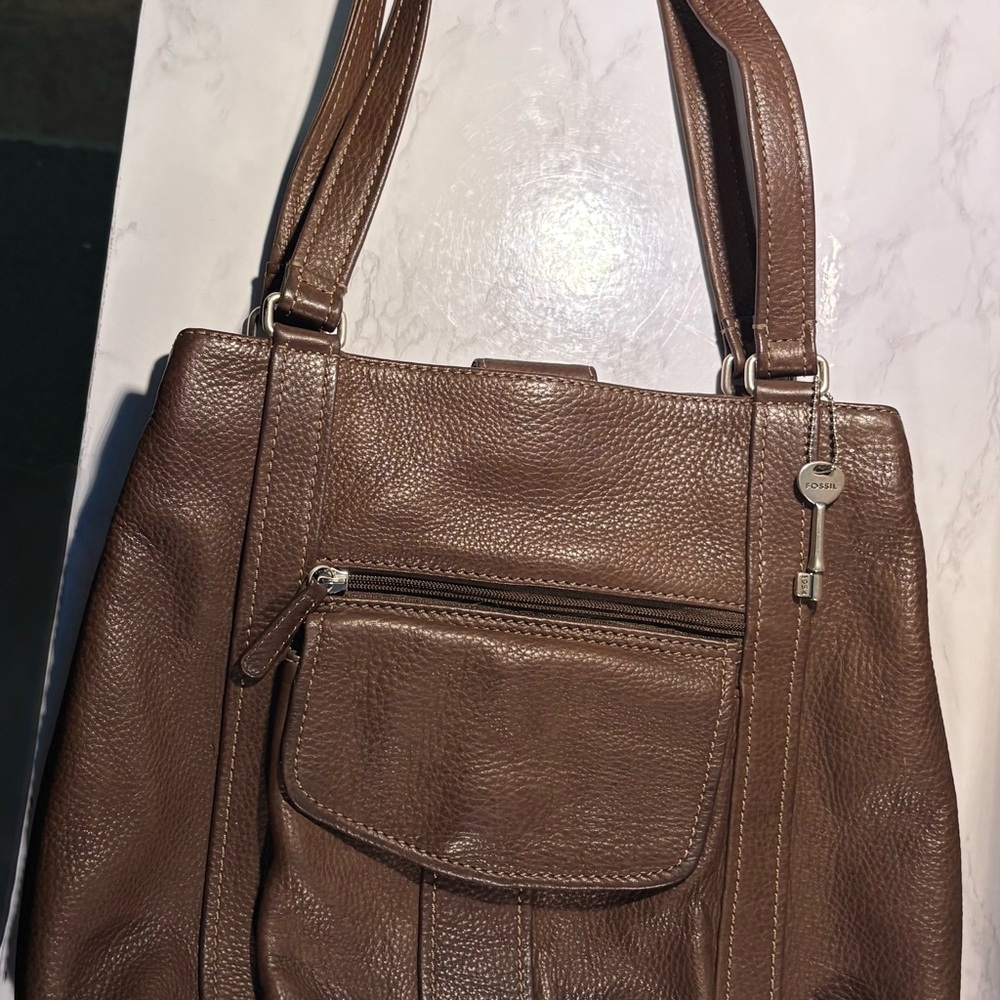 Fossil Brown Leather Women Bag